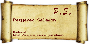 Petyerec Salamon névjegykártya